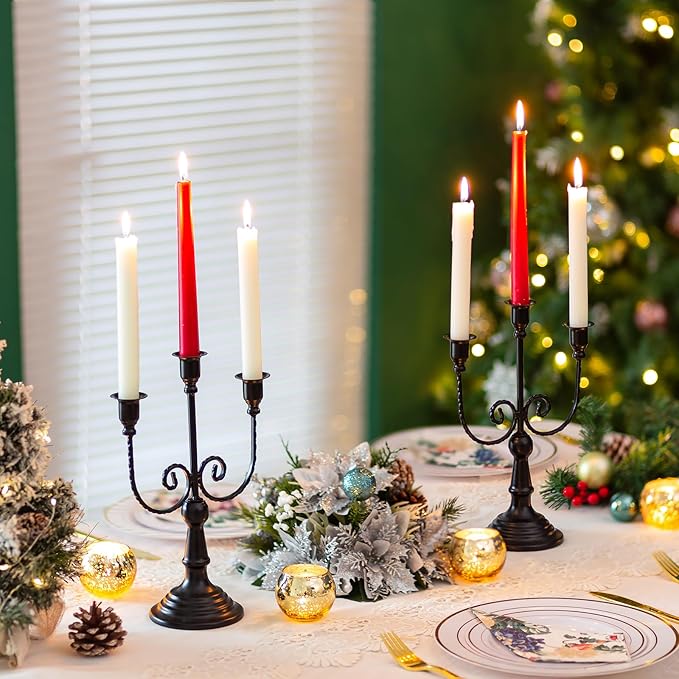 3-Arm Black Metal Halloween Candelabra