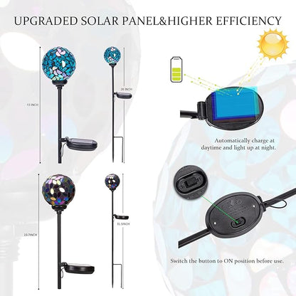 Set of 2 Mosaic Solar Lights - Blue/Purple