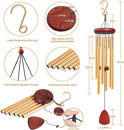 36" Wind Chime - Gold/Walnut