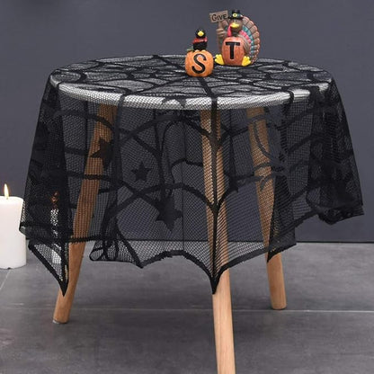 Round Black Spider Web Decorative Table Cover
