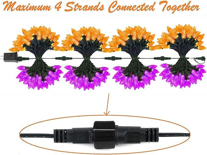 LED Purple and Orange Indoor/Outdoor Halloween Lights - 200 String Lights with 13 Modes &amp; Timer, Waterproof