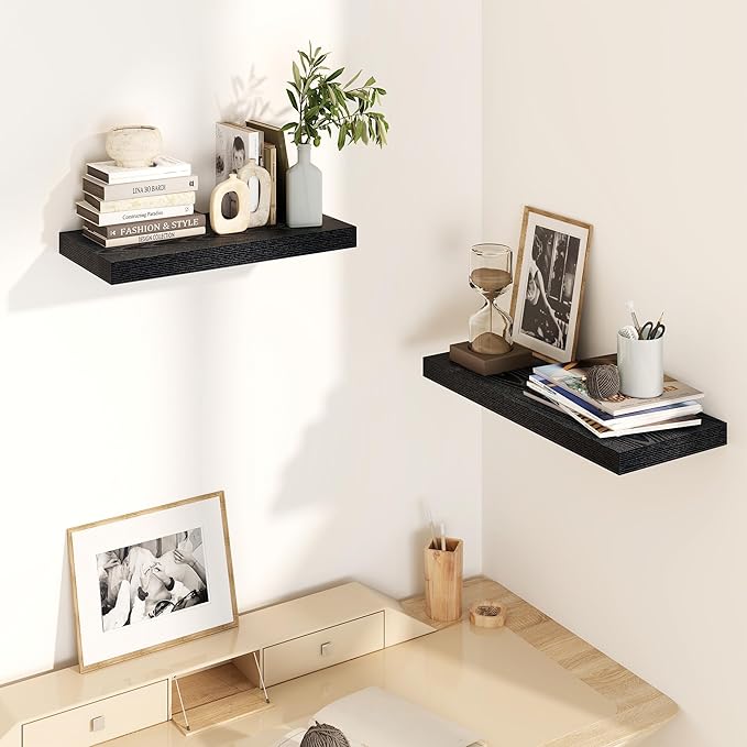 Set of 2 16" Floating Shelves - Black