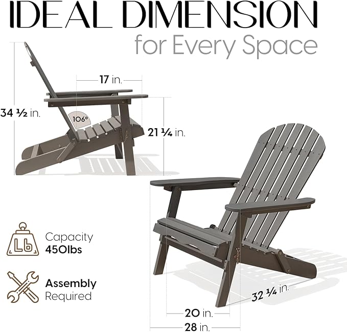 Idzo Outdoor Adirondack Chair -  Set of 2, Gray