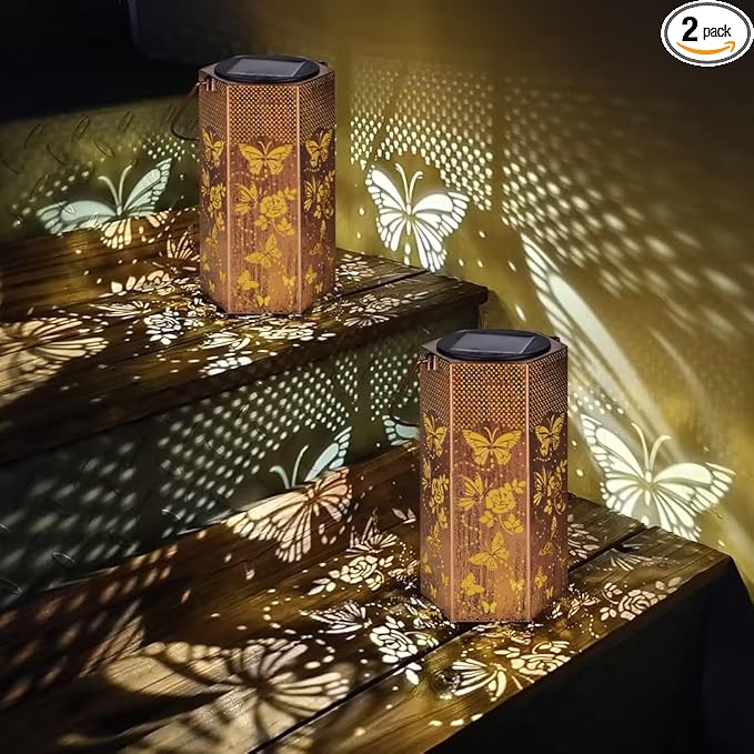 2 Pack Butterfly Solar Lanterns