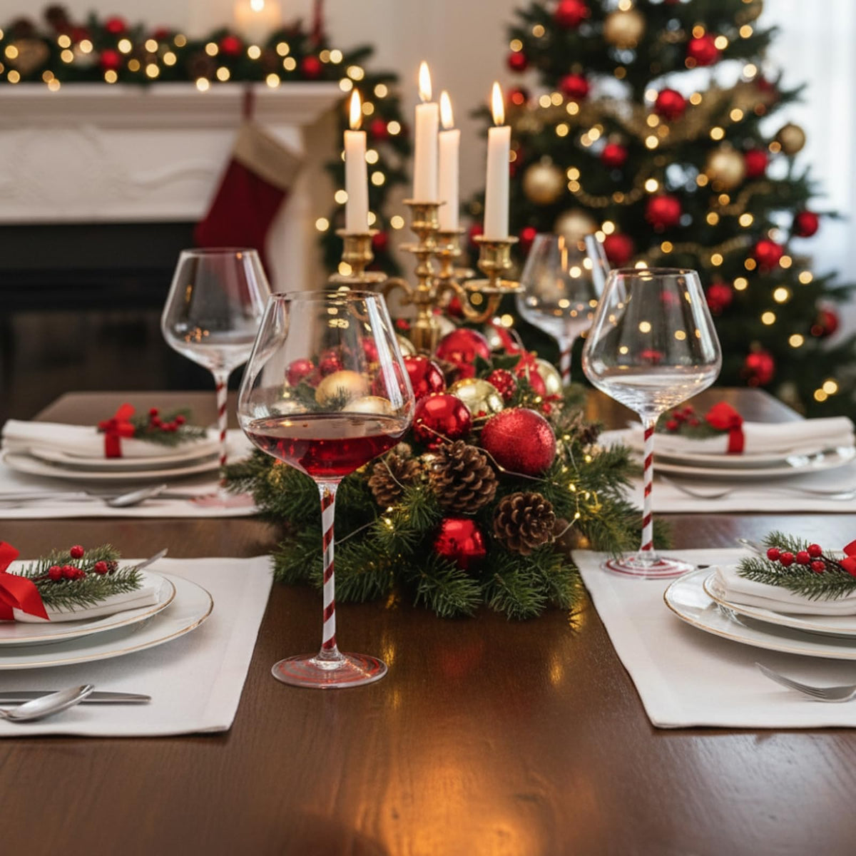 Holiday Candy Cane Wine Glasses - Set of 2
