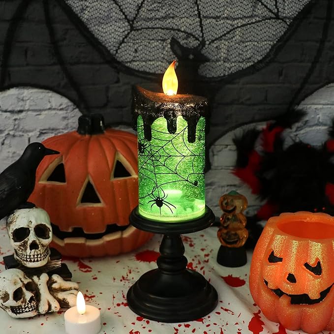 Battery Operated Spooky Green Flameless Halloween Tornado Candle