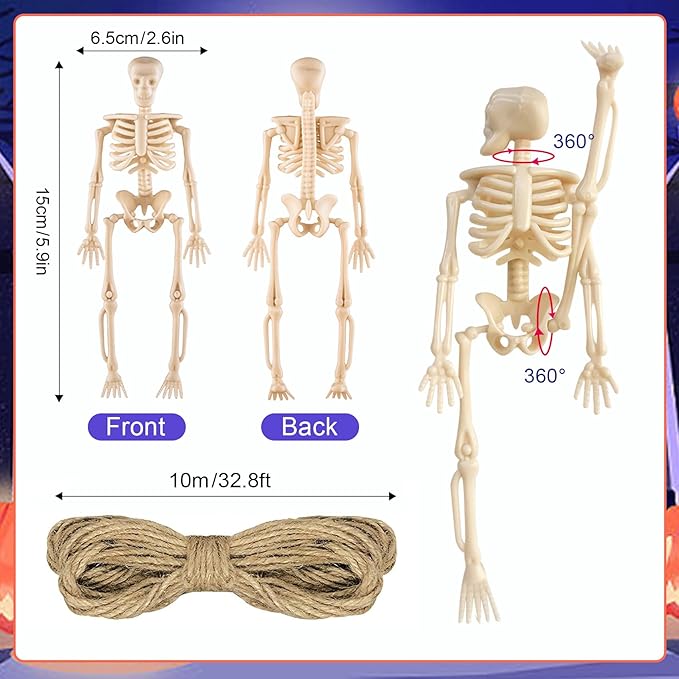 Set of 16 Mini Skeleton Figurines