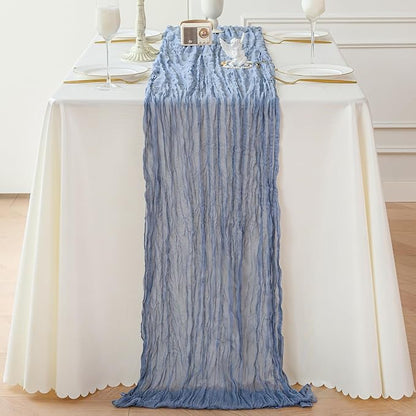 Dusty Blue Cheesecloth Table Runner - 10 ft