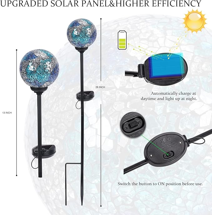 Waterproof LED Mosaic Solar Light - 2 Pack