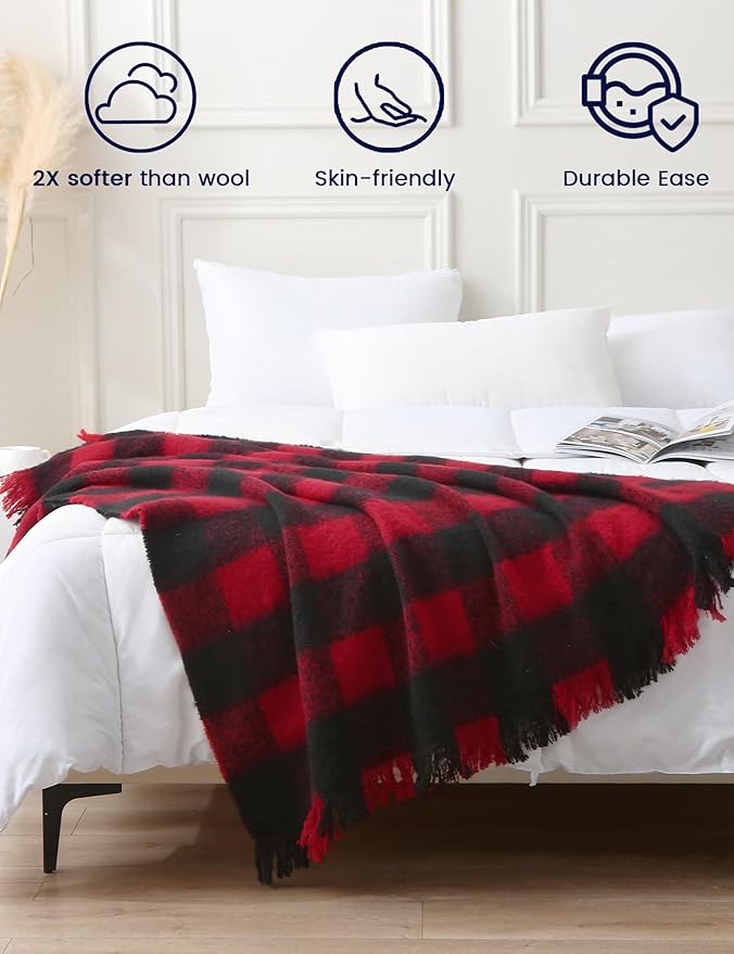 Buffalo Plaid Throw Blanket - 50" x 60" Black and Red