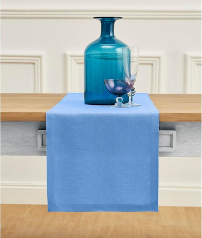 100% Pure Linen Dining Table Runner 14 x 72 Inch - Provence Blue