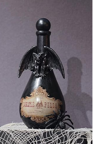 Black Resin Gargoyle Potion Bottle Halloween Decoration