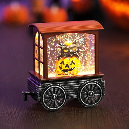 Halloween Snow Globe Train - Battery Powered LED Indoor Decoration with Timer