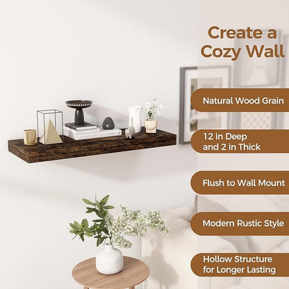 Set of 2 Rustic Floating Shelves - 30"