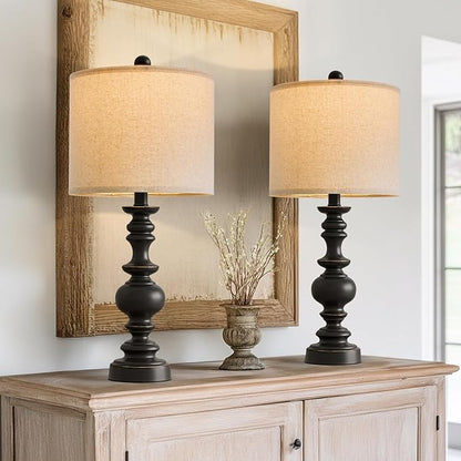 Set of 2 Traditional Farmhouse Table Lamps - Black