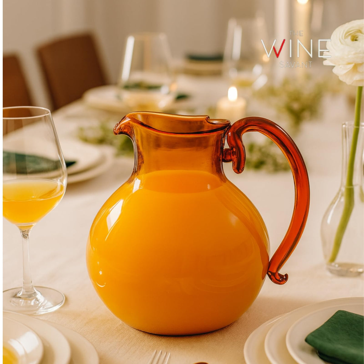 Handmade Artisan Venetian Pitcher 750ml - Amber