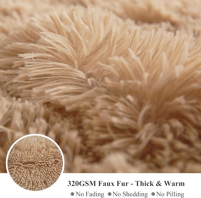 Plush Faux Fur Throw Blanket - Camel