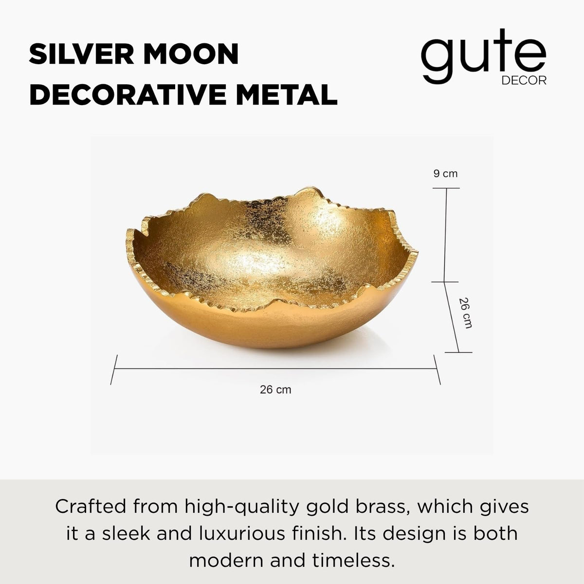 Decorative Hammered Asymmetrical Bowl - Gold