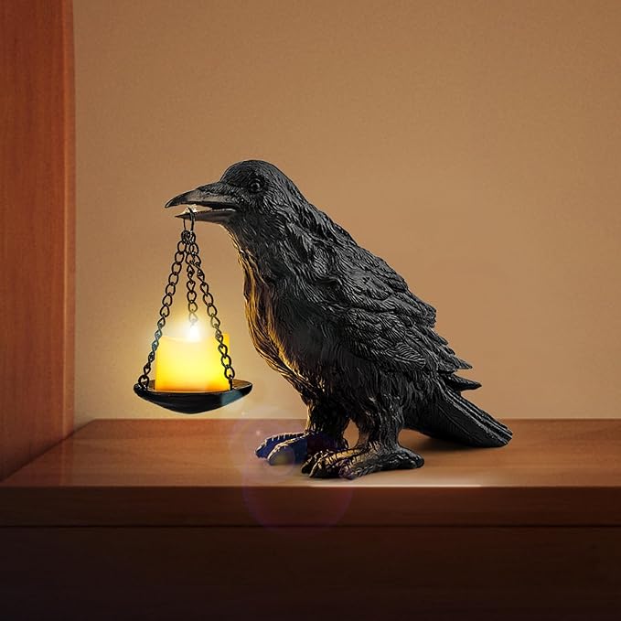 Black Crow Resin Candle Holder - Halloween Decoration