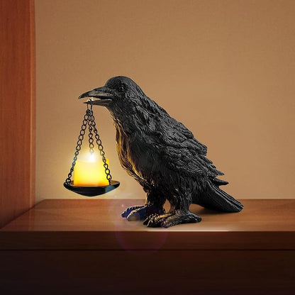 Black Crow Resin Candle Holder - Halloween Decoration