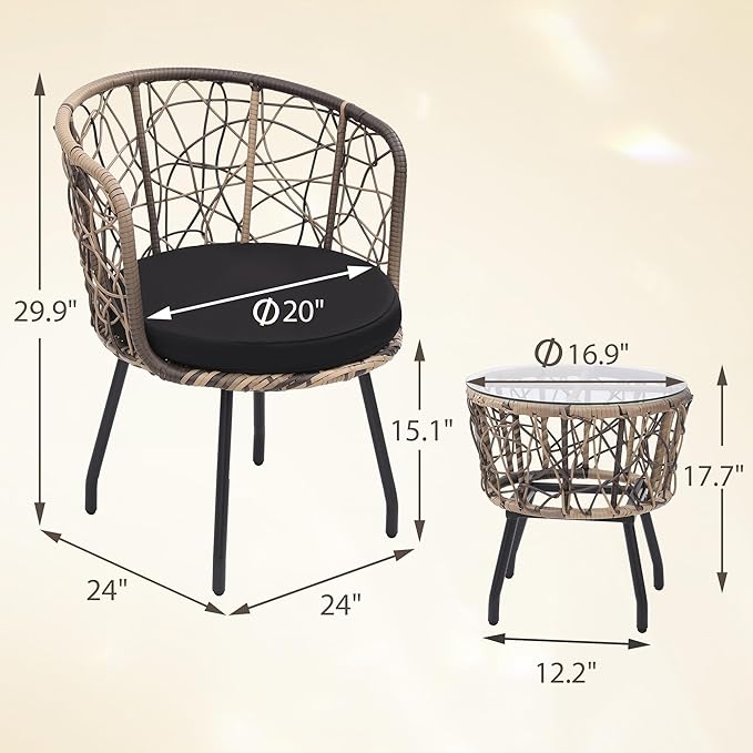 Kromax 3 Piece Bistro Set in Black