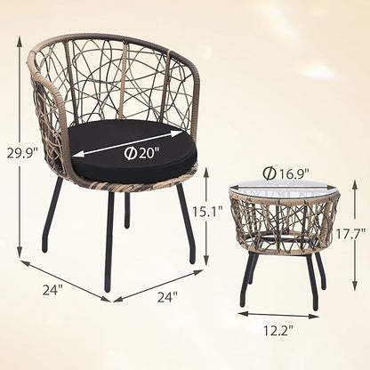 Kromax 3 Piece Bistro Set in Black