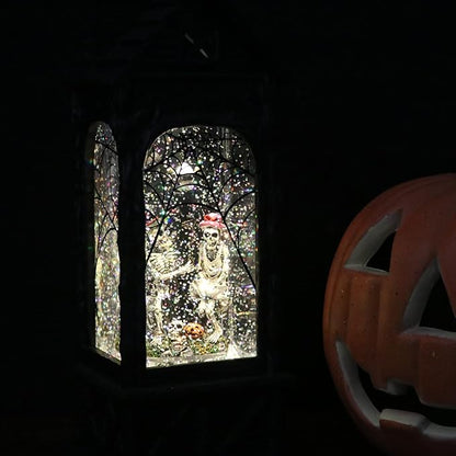 LED Halloween Snow Globe Lantern with 6-Hour Timer - Skeleton
