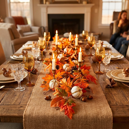 6ft Fall Garland - Orange Leaves/White Pumpkins/Pinecones