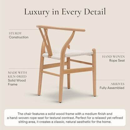 POLY &amp; BARK Weave Mid Century Modern Dining Chairs - Set of 2, Natural