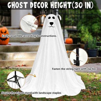 Light-Up Freestanding Ghost Dog with Remote