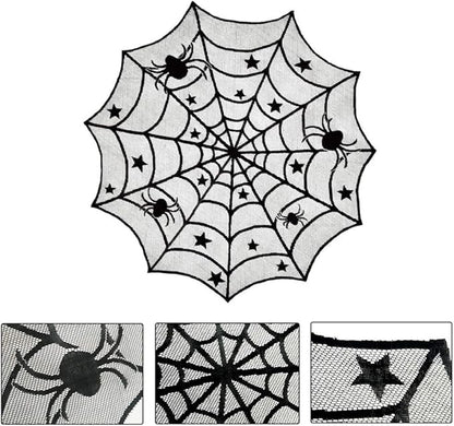 Round Black Spider Web Decorative Table Cover
