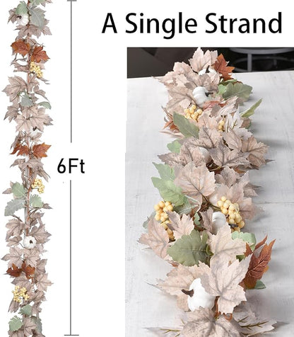 Muted Fall Maple Leaf Garland - 6Ft