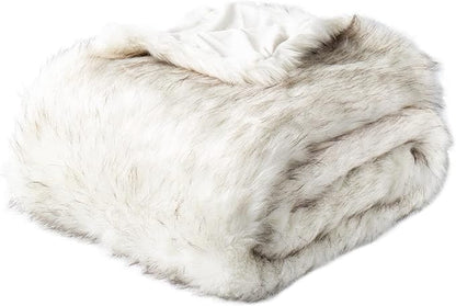 Extra Large Luxury Faux Fur Throw Blanket - Ivory 60 x 80 inch