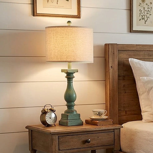 Set of 2 Farmhouse Table Lamps with USB A+C - Green