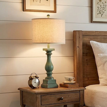 Set of 2 Farmhouse Table Lamps with USB A+C - Green