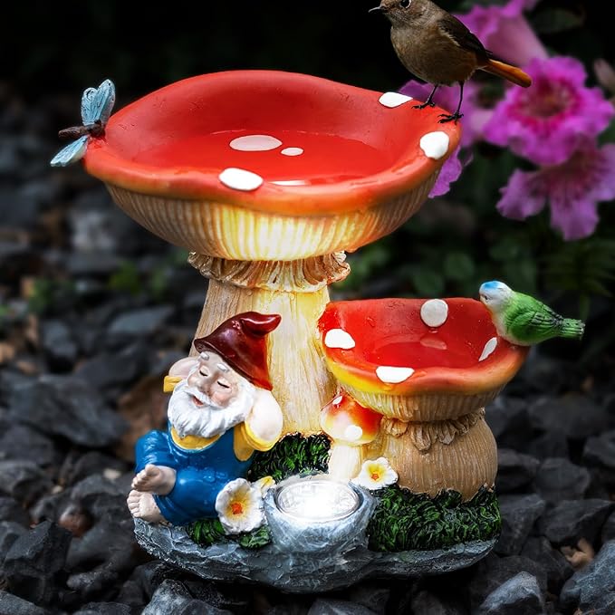 Solar LED Gardern Gnome Bird Feeder