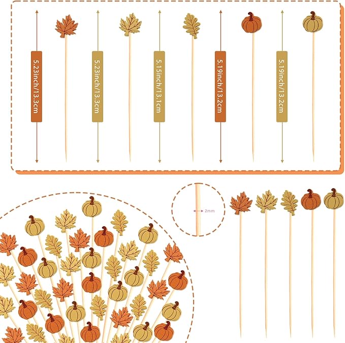 Fall Cocktail Picks - 100 Count, Assorted