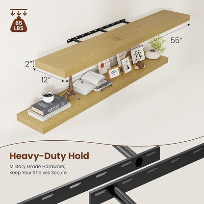 55" Heavy Duty Floatinf Shelves in Oak - Set of 2