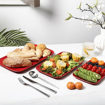 Ceramic Serving Platters - 14" 12" 10" - Red