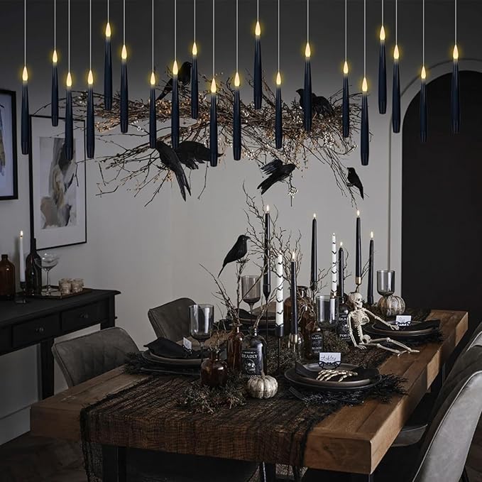 Set of 22 Battery Operated Flameless Floating Candles - Black