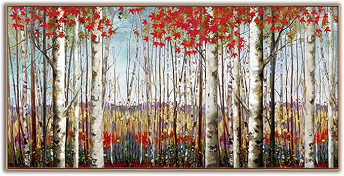 Large Framed Birch Tree Wall Art - 24 x 48