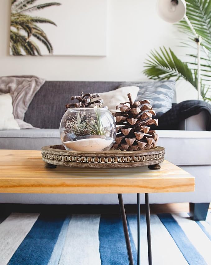 12 Inch Rustic Wooden Decorative Tray