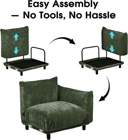 Modern Minimalist Oversized Sofa with Thick Cushion in Green