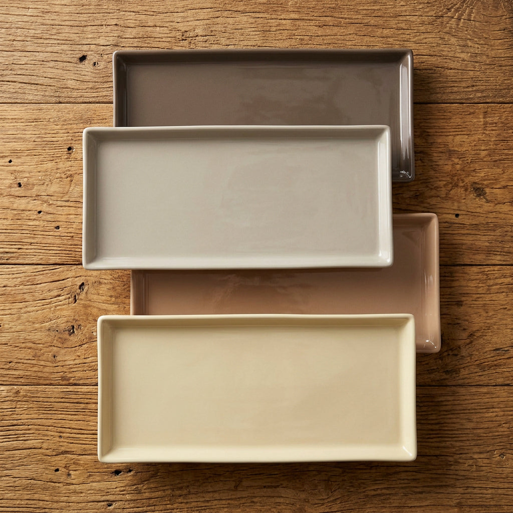Set of 4 Ceramic Serving Platters - Fall Neutrals