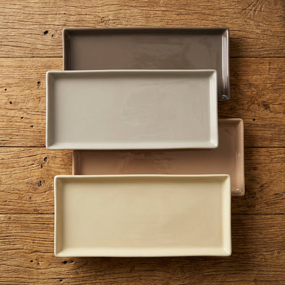 Set of 4 Ceramic Serving Platters - Fall Neutrals