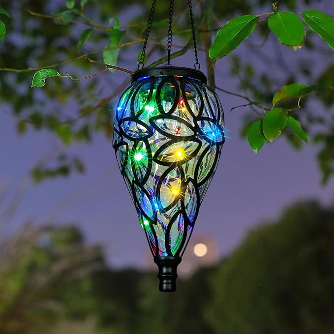Outdoor LED Solar Hanging Lantern - Multi Color