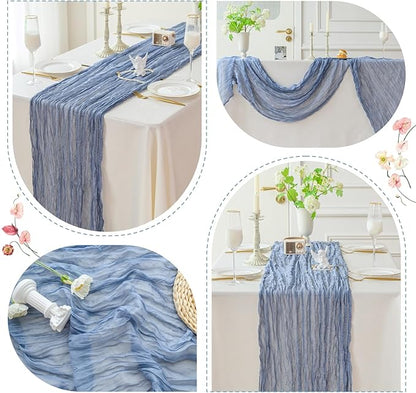 Dusty Blue Cheesecloth Table Runner - 10 ft