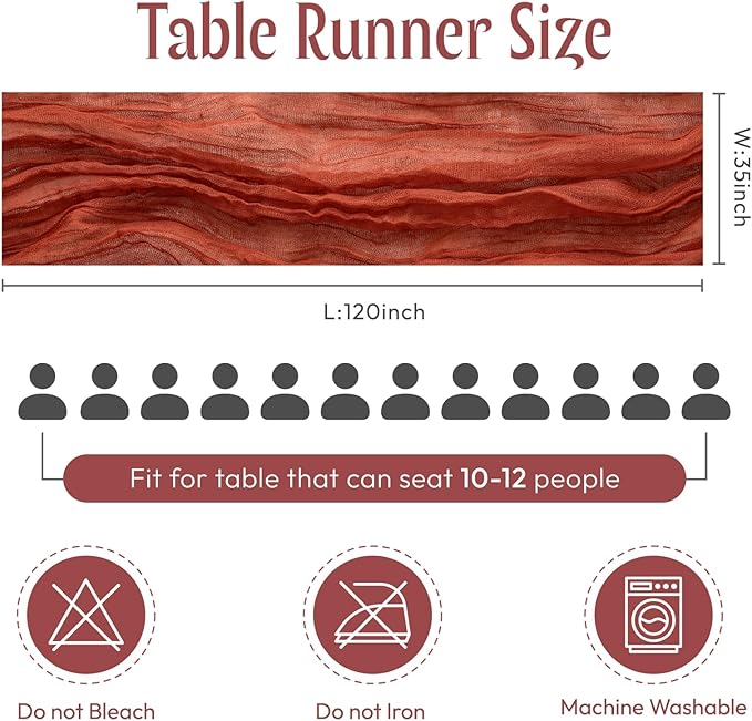 Terracotta Cheesecloth Table Runner - 10 ft