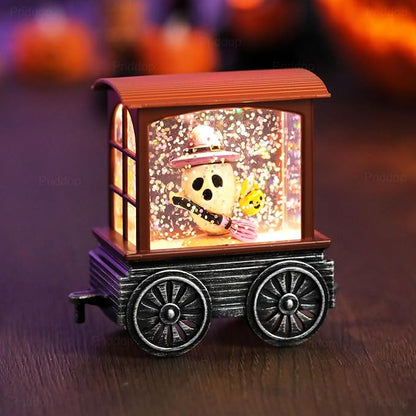 Halloween Snow Globe Train - Battery Powered LED Indoor Decoration with Timer