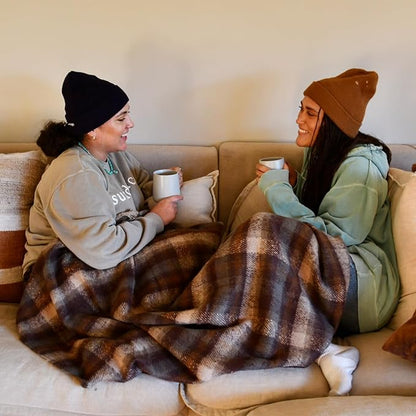 Brown Plaid Cozy Throw Blanket - 50" x 60"